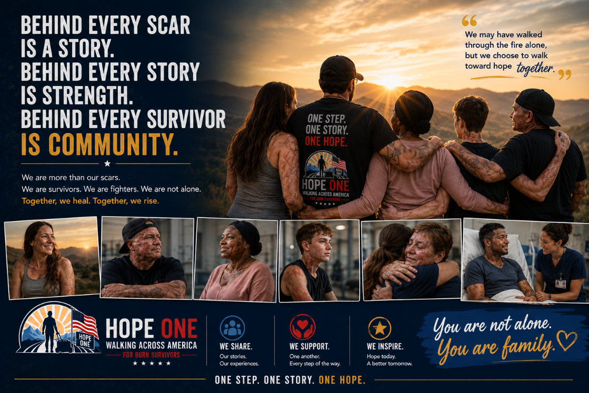 Hope One Walk survivor community at sunset